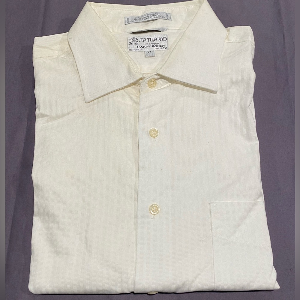 J.P. Tilford for Harry Rosen white stipe dress shirt 17L